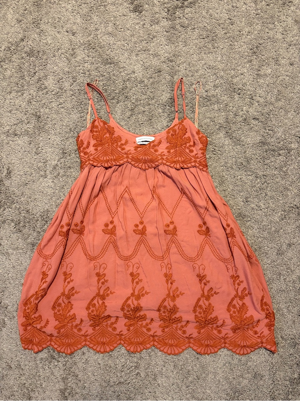 Urban Outfitters Coral Embroidered Mini Dress